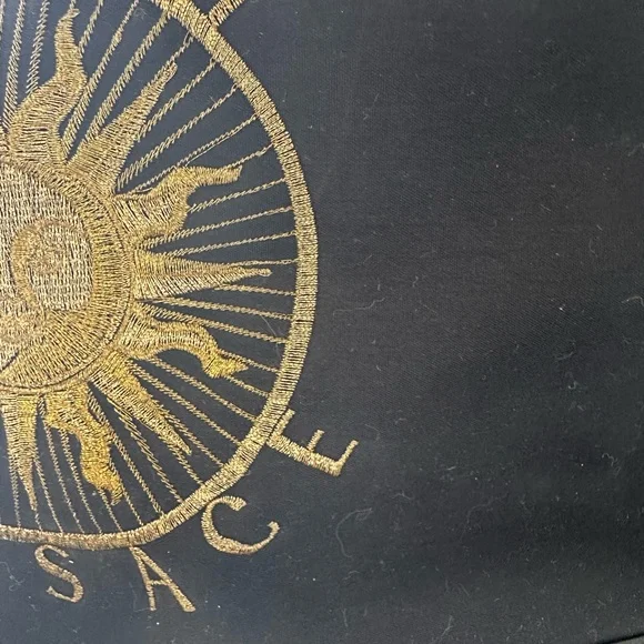 Authentic Vintage Versace Black Satchel with Embroidered Gold Sun Logo - Picture 4 of 15